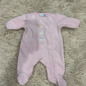 Vintage Vitamins Baby Pink Striped Footie